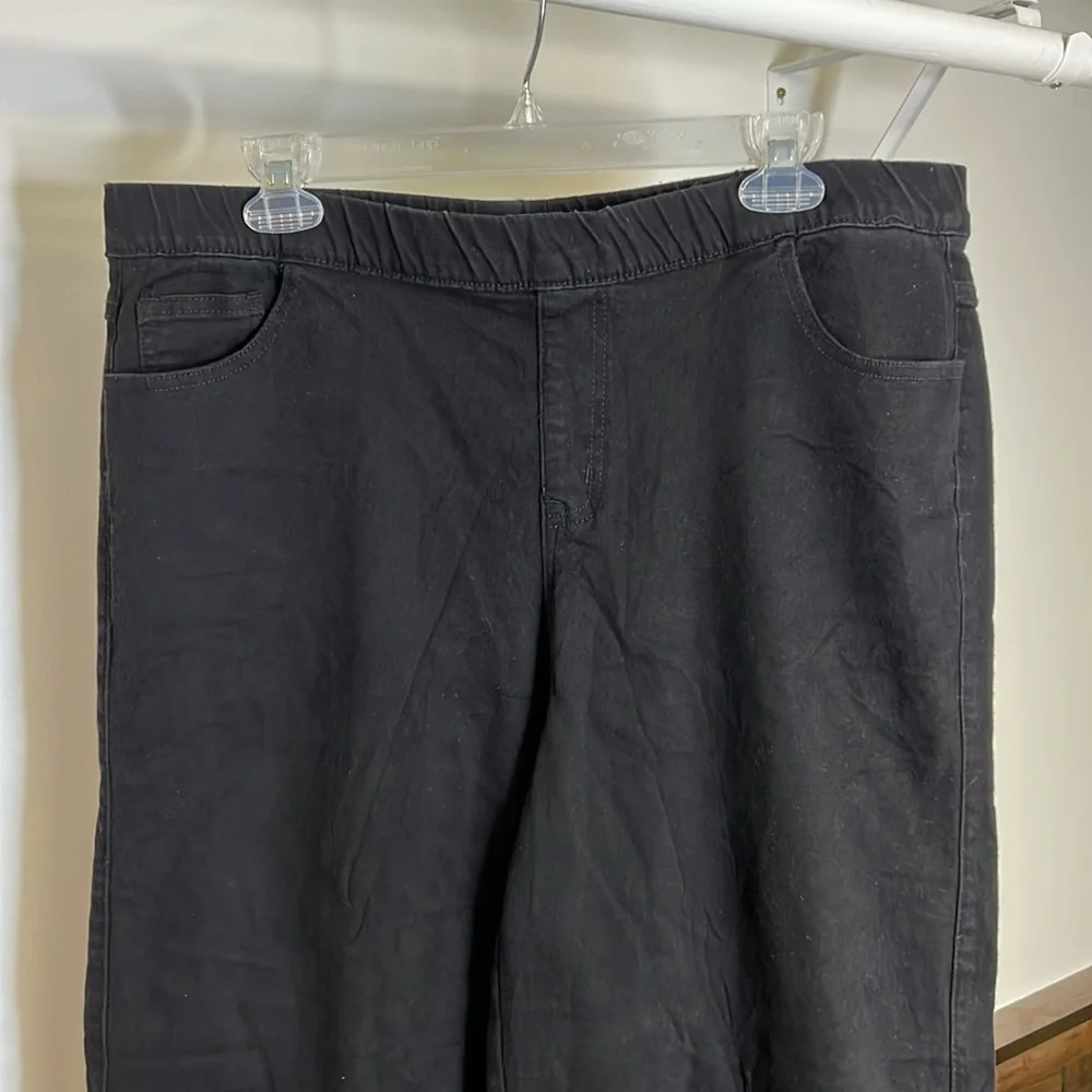 Amazon Black Wide Leg High Rise Elastic‎ Waist Pull On Jeans-  2XL